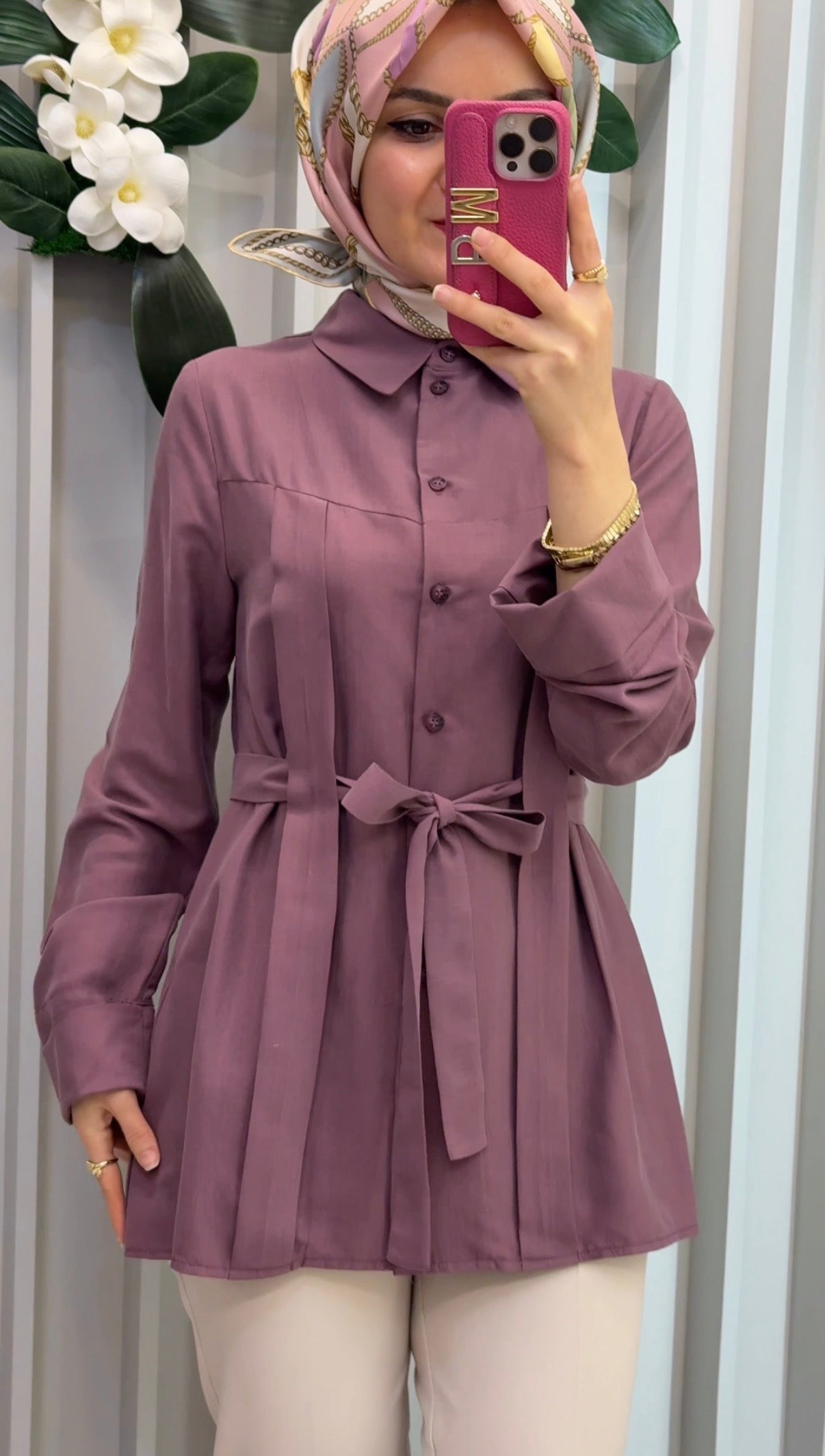 NİHAN Pilili Kuşak Detaylı Lyocell Tunik / 5153