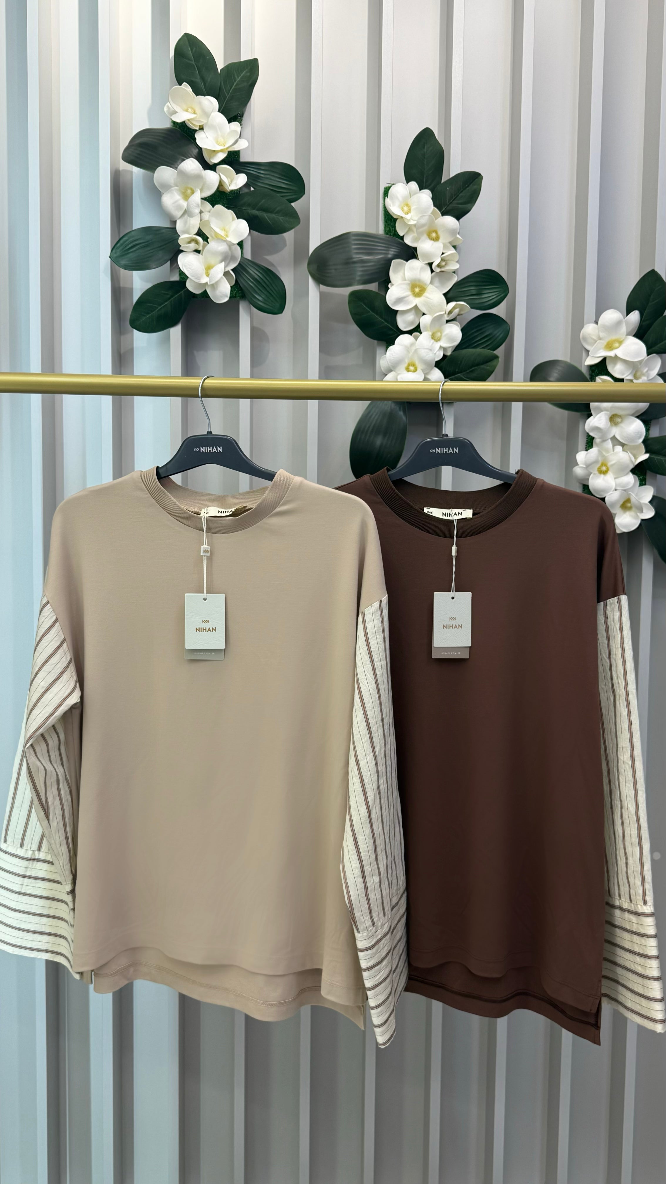NİHAN Geniş Manşetli Ribanalı Örme Rayon Sweat / 3146