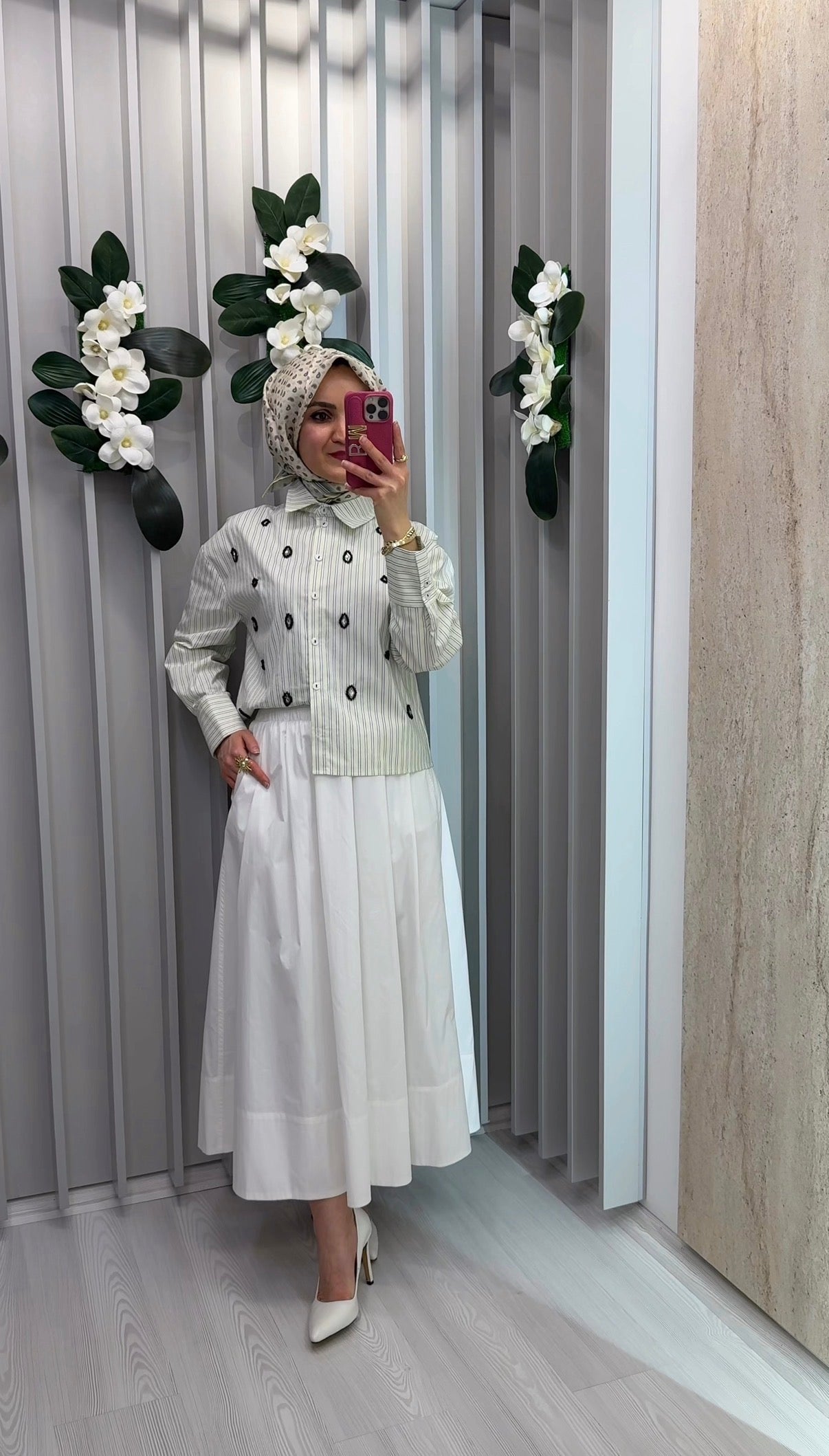 NİHAN Taş İşlemeli Pamuk Crop Gömlek / 3012