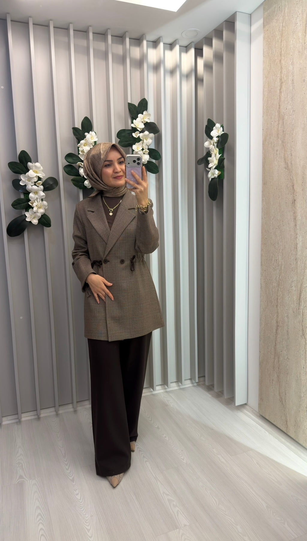 NİHAN Ekose Detaylı Beli Bağcıklı Takım / 4119