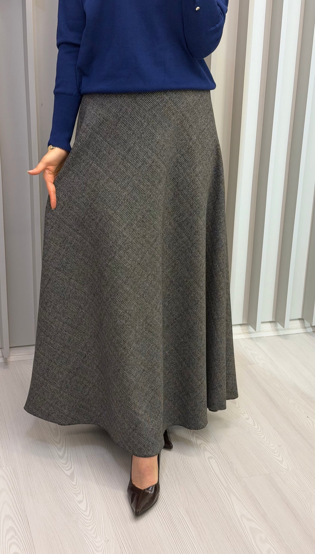 NİHAN Ekoseli Verev Etek / 5163
