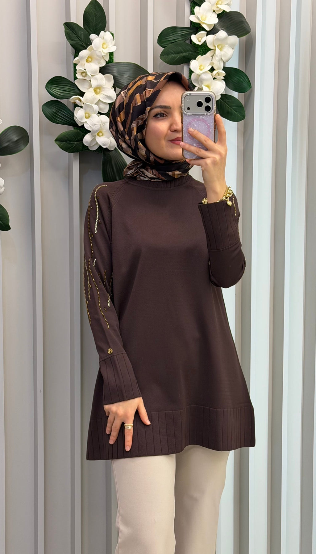 ARMİNE TREND Taşlı Triko Tunik / 26KTD414
