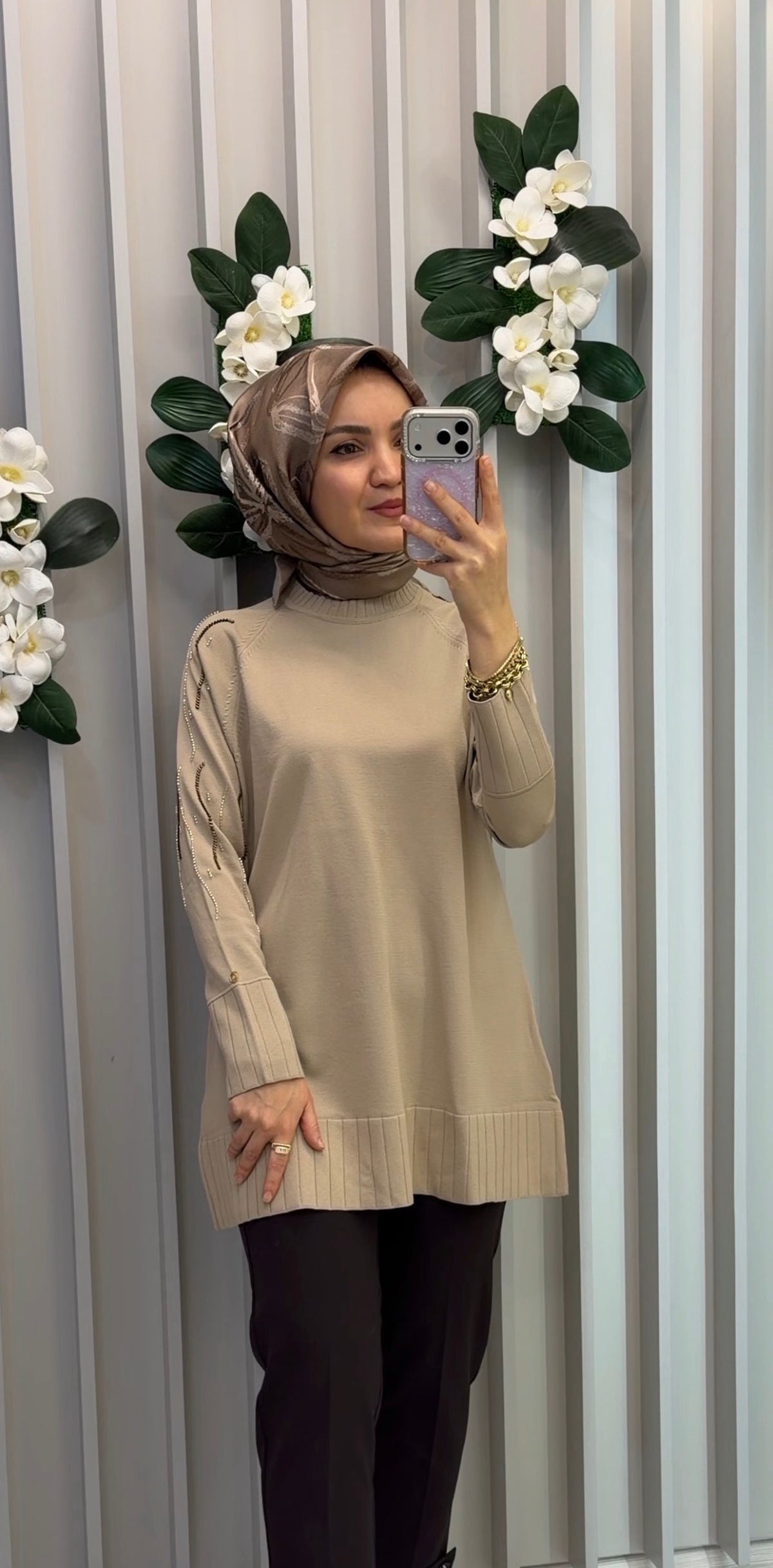 ARMİNE TREND Taşlı Triko Tunik / 26KTD414