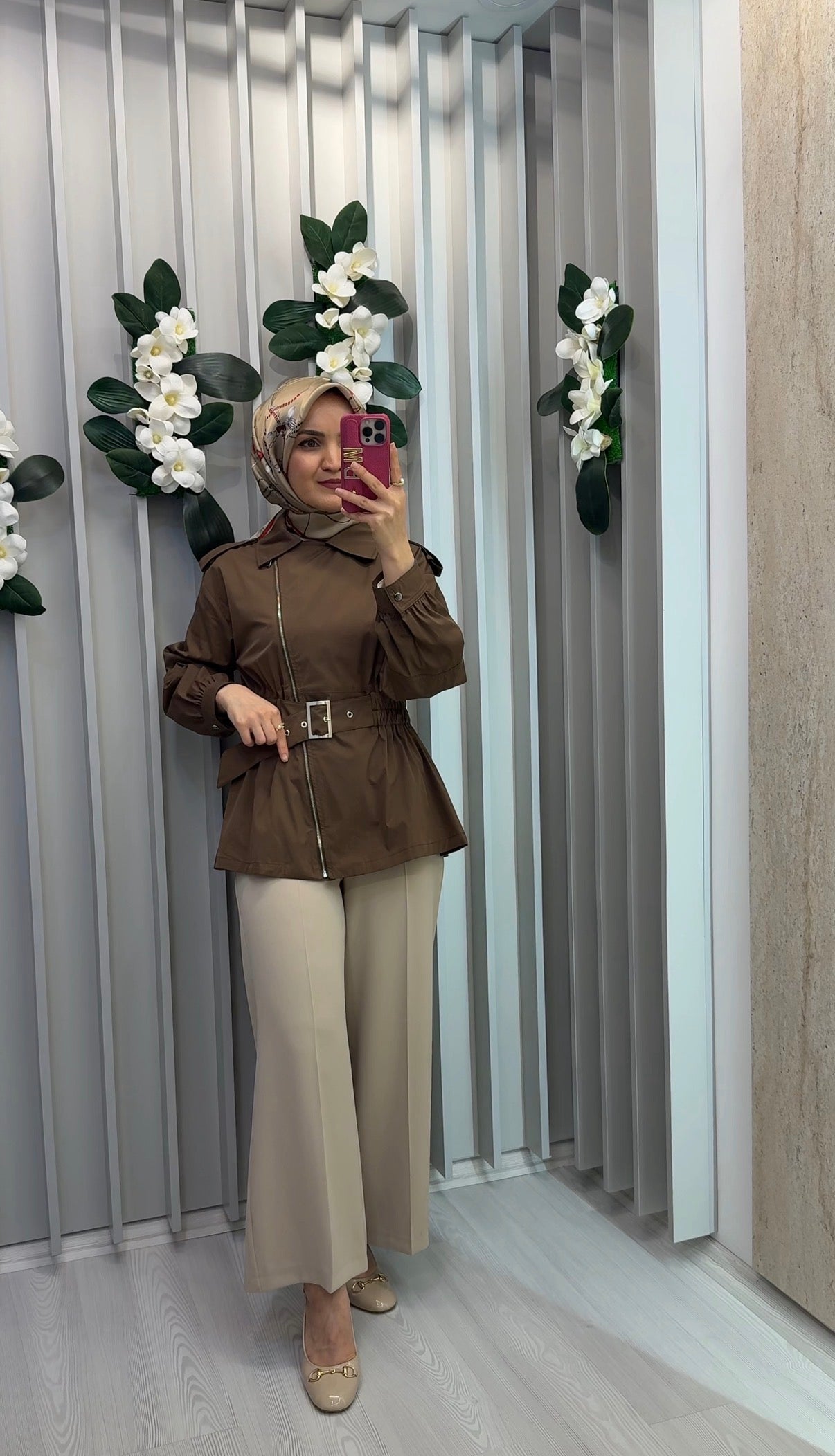 NİHAN Beli Büzgülü Kemer Detaylı Kısa Pamuk Kap / 5261