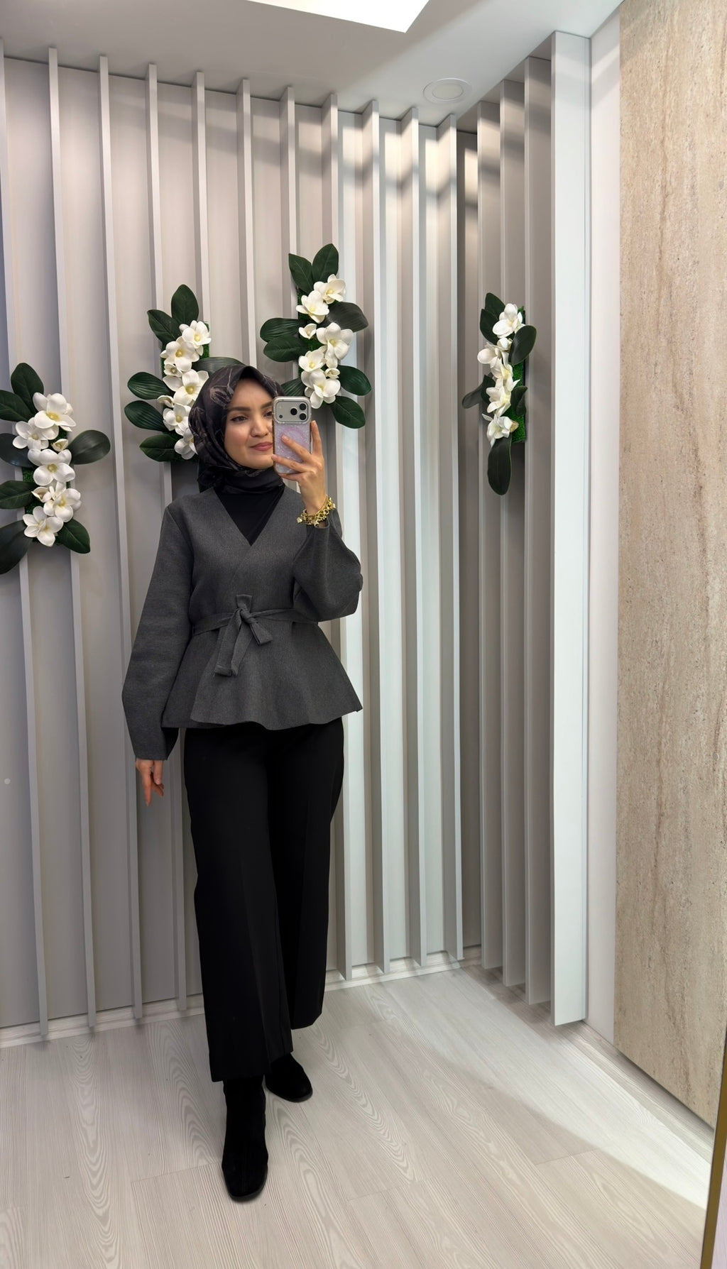 TERZİ DÜKKANI Vera Çelik Örme Peplum Hırka