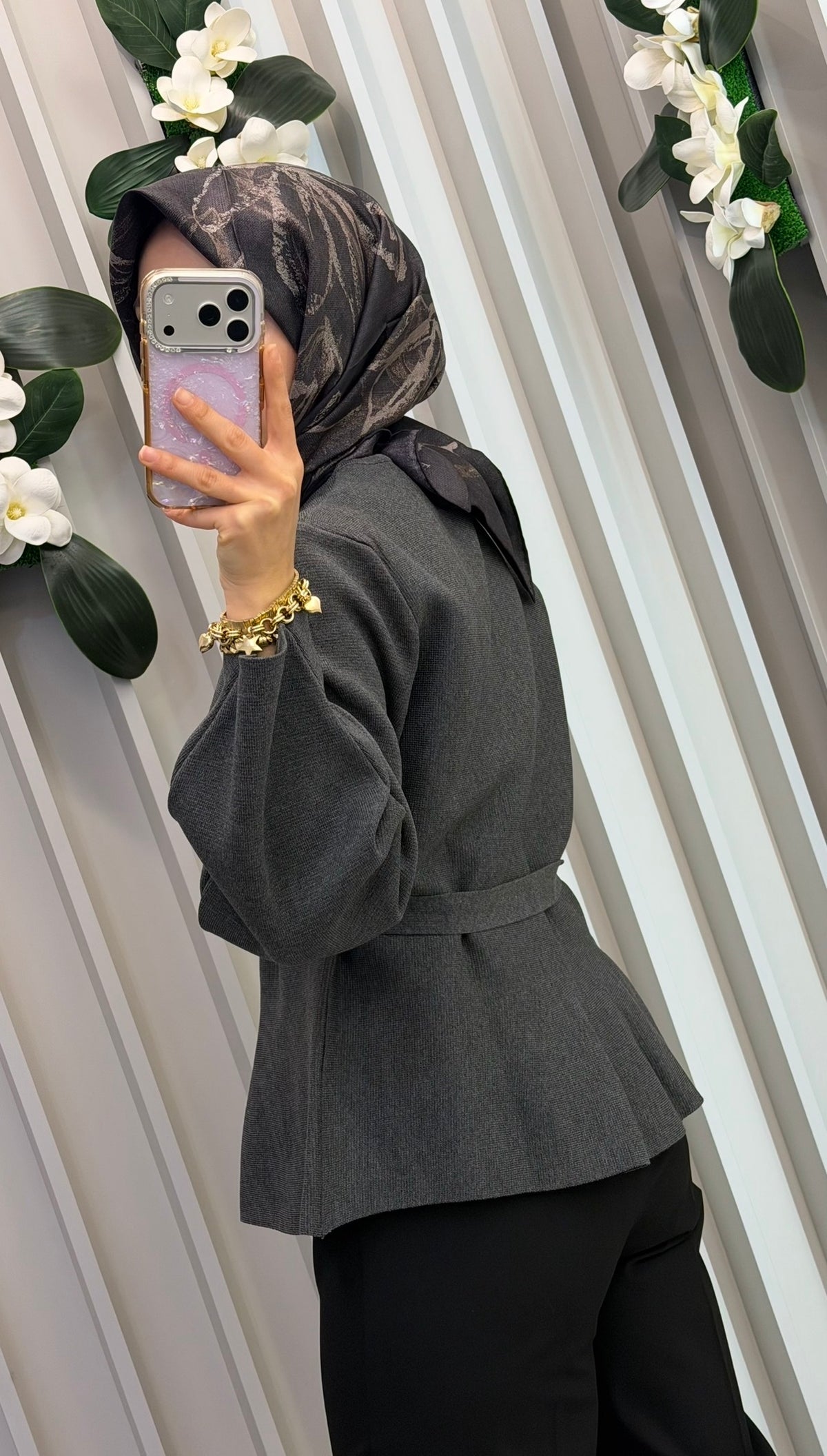 TERZİ DÜKKANI Vera Çelik Örme Peplum Hırka