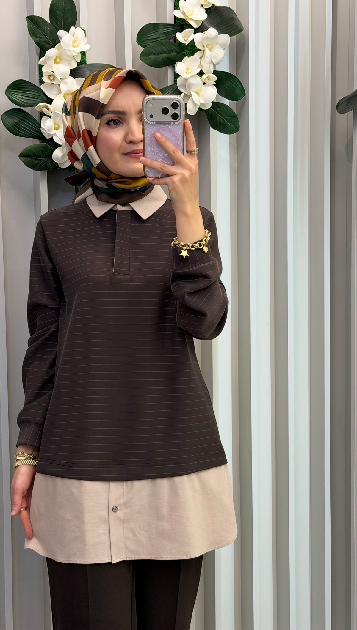 NİHAN Koton Mixli Çzgili Örme Yakalı Tunik / 3216
