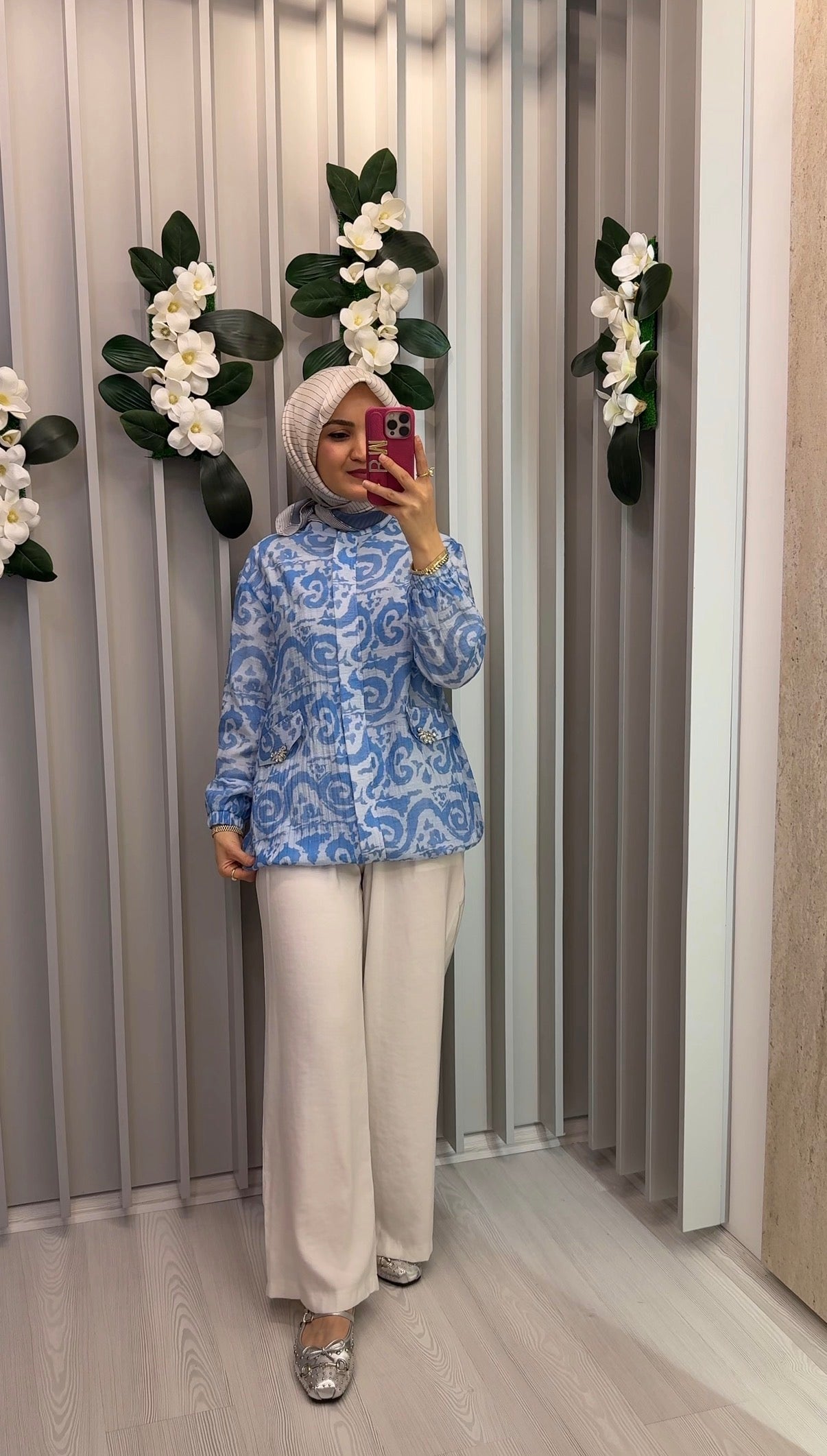 ARMİNE TREND Ceketi Kendinden Desenli Cepli Pantolonlu İkili Takım / 25YT6134