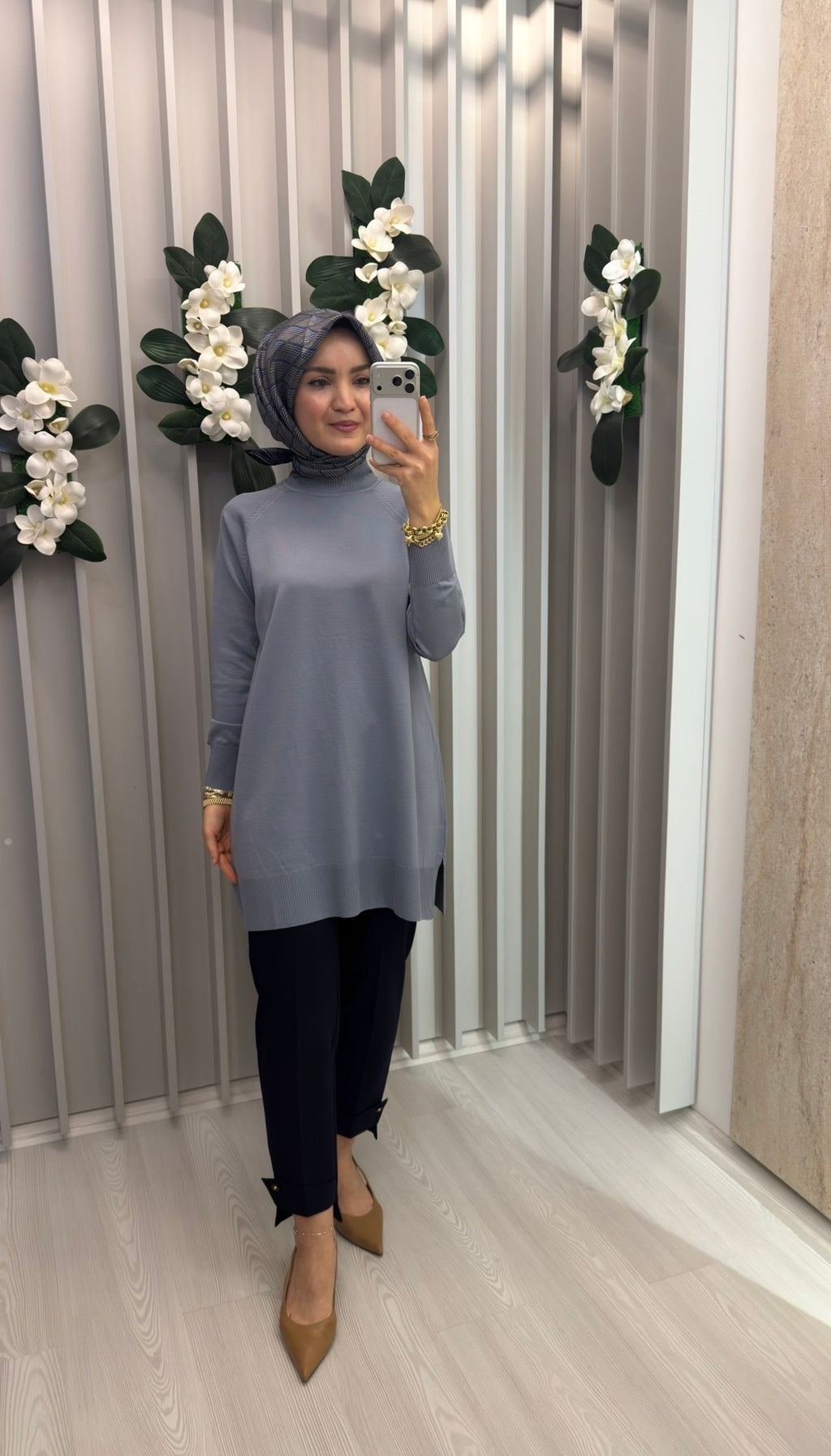 ARMİNE TREND Rahat Kesim Soğuk İplik Merserize Triko Tunik / 26KTD419