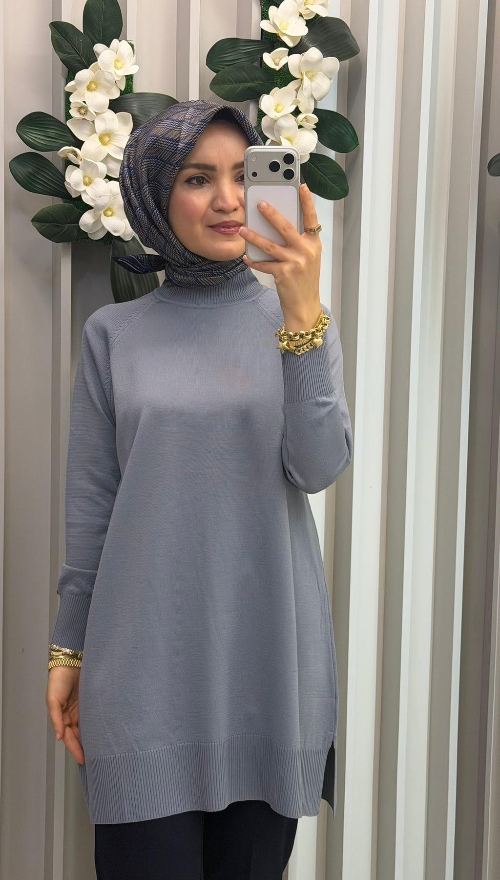 ARMİNE TREND Rahat Kesim Soğuk İplik Merserize Triko Tunik / 26KTD419