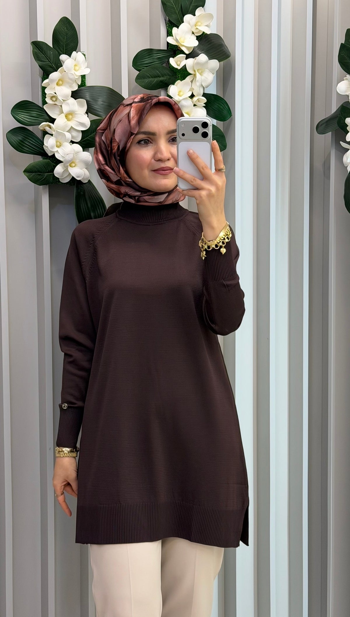 ARMİNE TREND Rahat Kesim Soğuk İplik Merserize Triko Tunik / 26KTD419