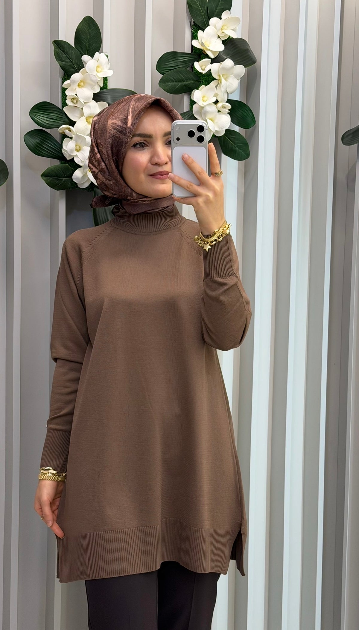 ARMİNE TREND Rahat Kesim Soğuk İplik Merserize Triko Tunik / 26KTD419