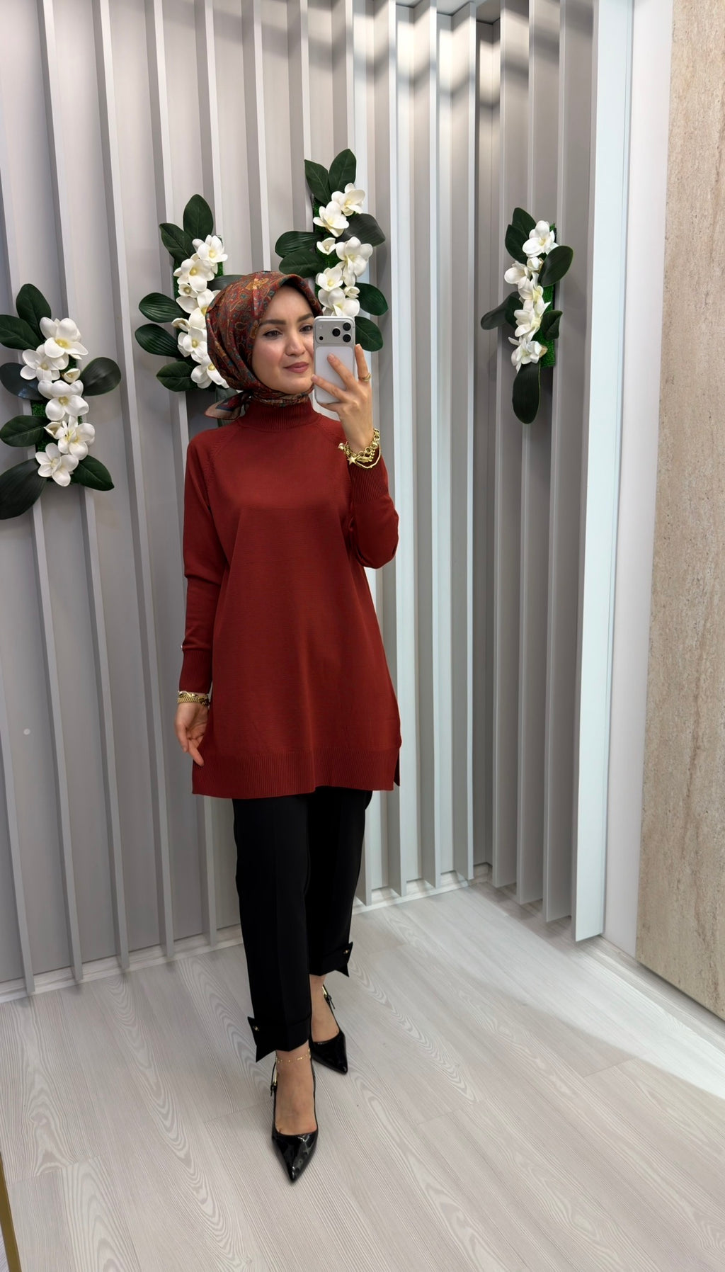 ARMİNE TREND Rahat Kesim Soğuk İplik Merserize Triko Tunik / 26KTD419