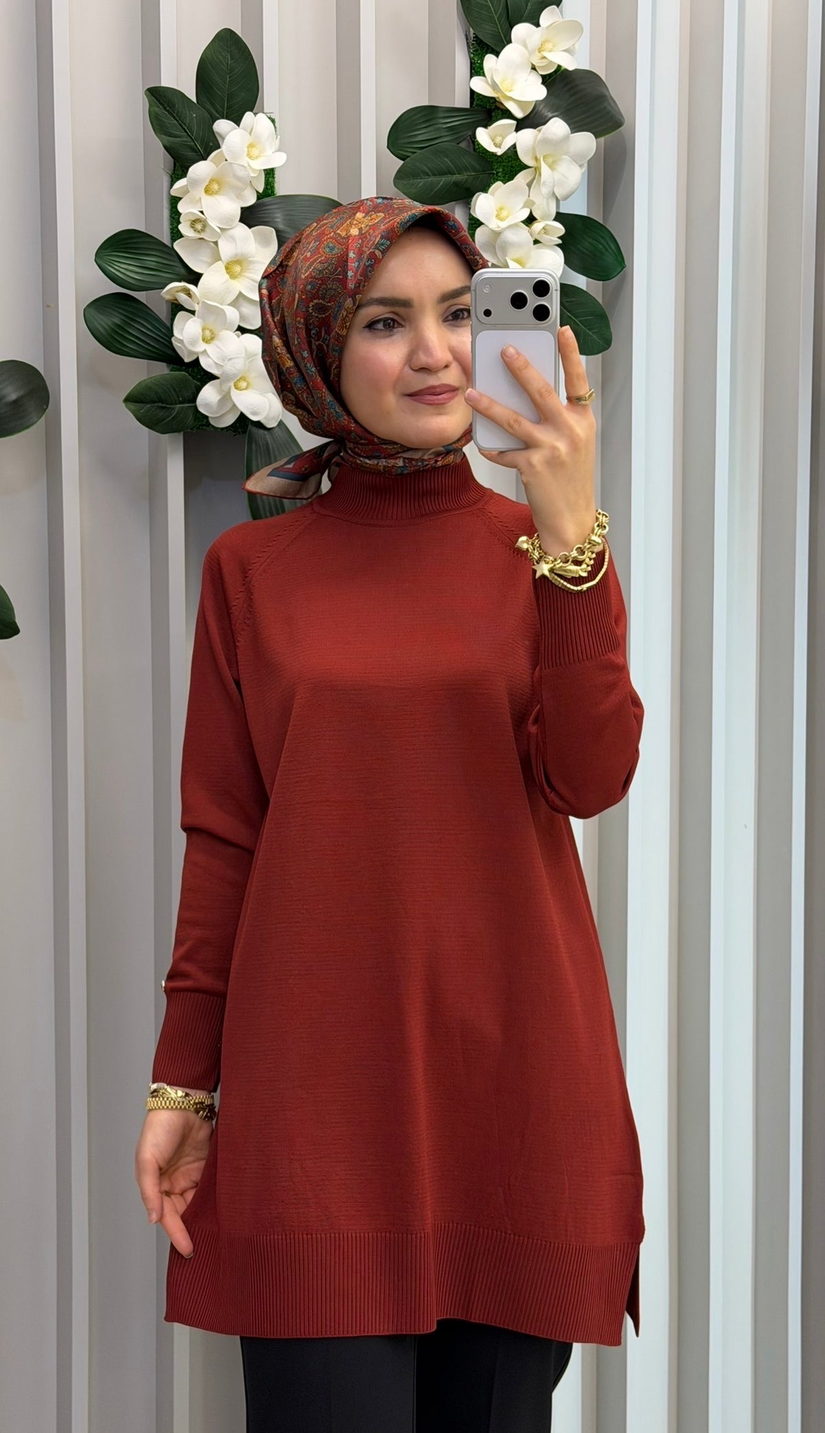 ARMİNE TREND Rahat Kesim Soğuk İplik Merserize Triko Tunik / 26KTD419