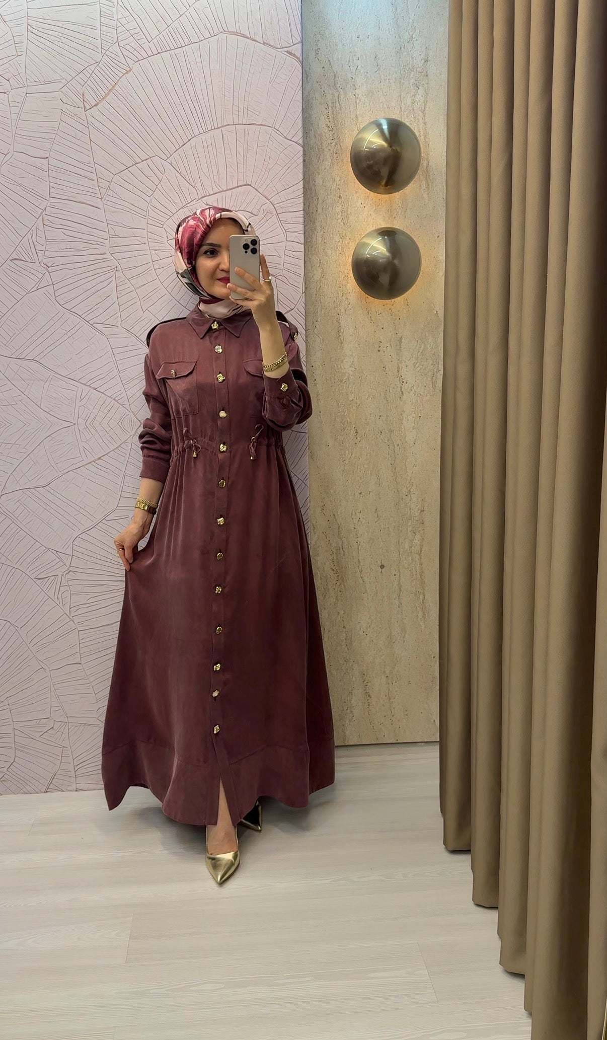 OTTO DESİGEN Özel Kumaş Önü Düğmeli Elbise / 5421