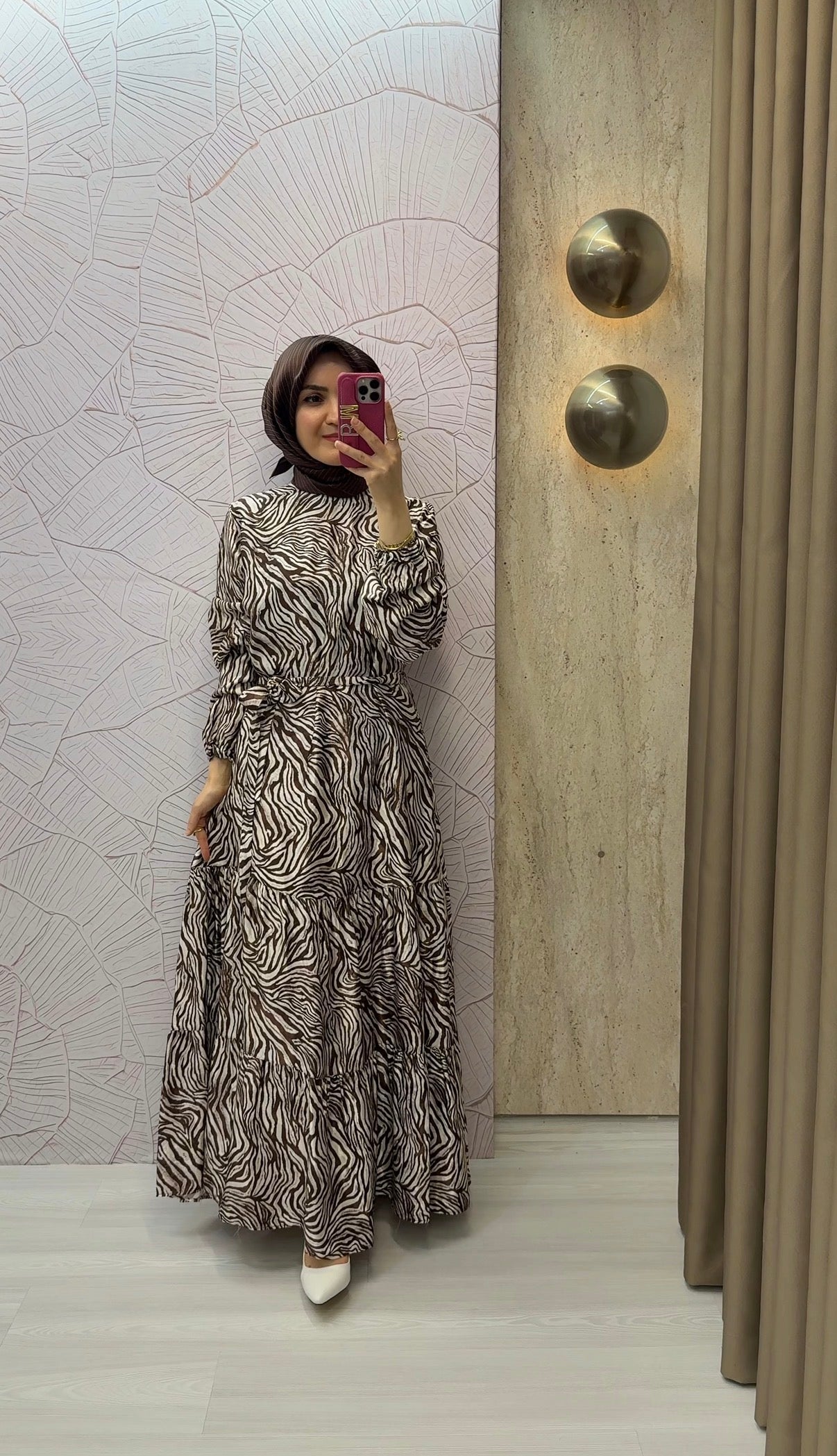 NİHAN Zebra Desen Jakar Elbise / 4258
