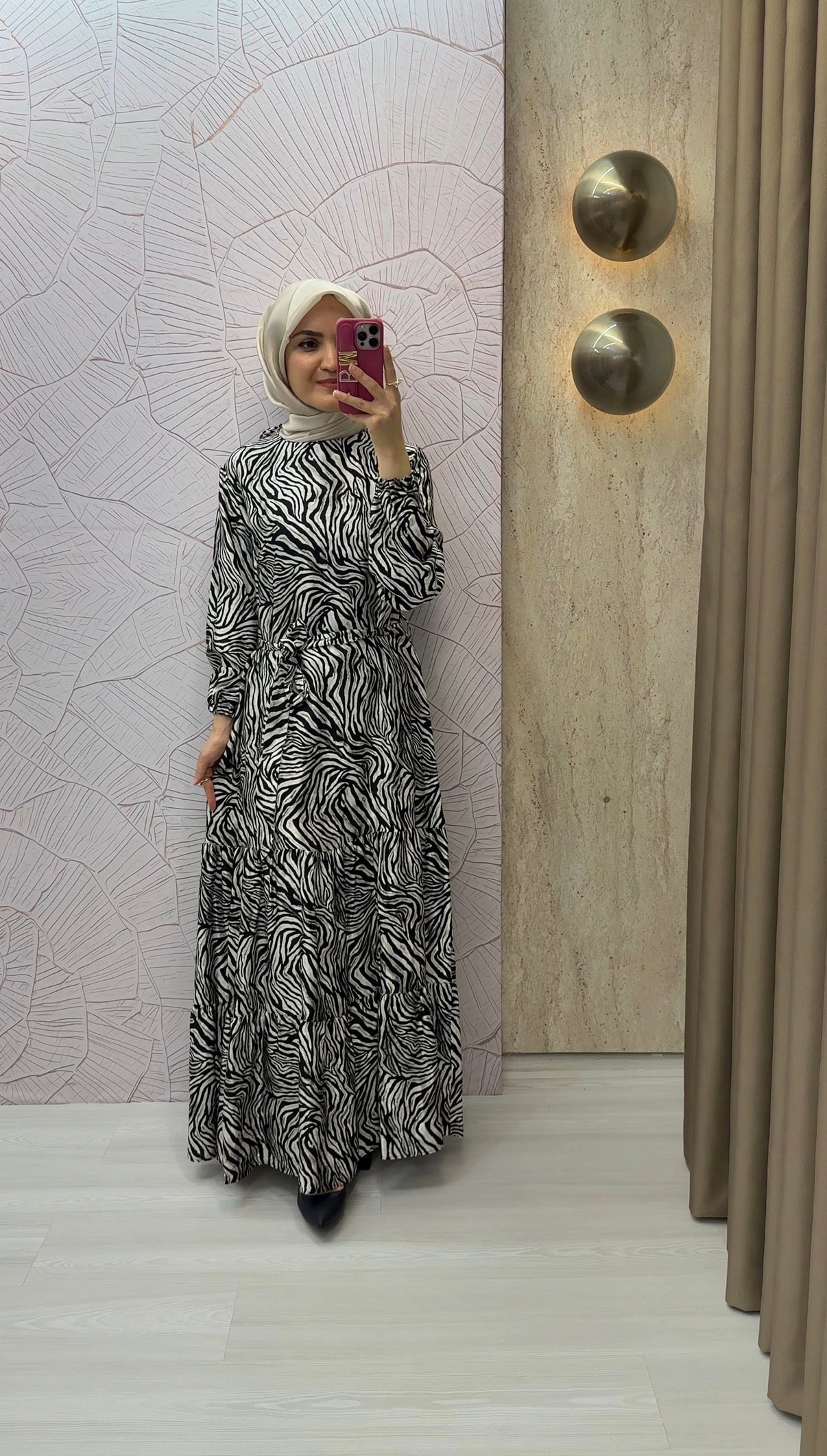 NİHAN Zebra Desen Jakar Elbise / 4258