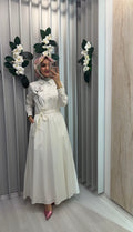 KAYRA %100 Pamuklu İşleme Detaylı Elbise / B26-23046